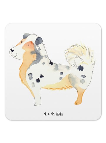 Mr. & Mrs. Panda Bierdeckel Hund Australien Shepherd ohne Spruch in Weiß