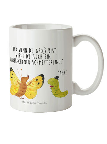 Mr. & Mrs. Panda Kindertasse Raupe Schmetterling mit Spruch in Weiß