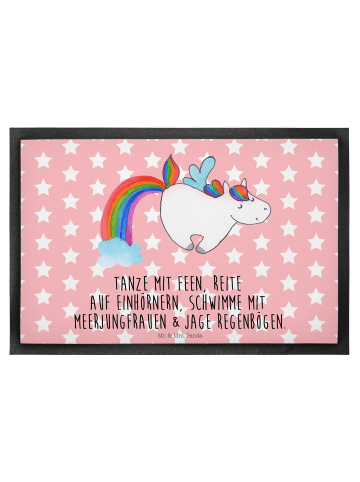 Mr. & Mrs. Panda Fußmatte Einhorn Fliegendes Pferd mit Spruch in Rot Pastell