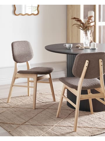 Beliani 2er-Set Esszimmerstuhl ELAINE in Braun/Grau