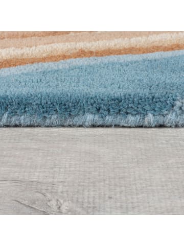 KADIMA DESIGN Wollteppich Wellen Muster, Abstrakt, Wohnzimmer in Multicolor-Blau