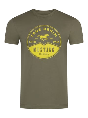 Mustang T-Shirt Basic Print Tee in Oliv