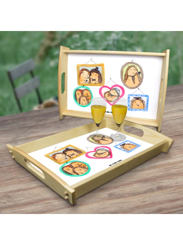 Mr. & Mrs. Panda serviertablett aus holz Igel Familie ohne Spruch in Weiß