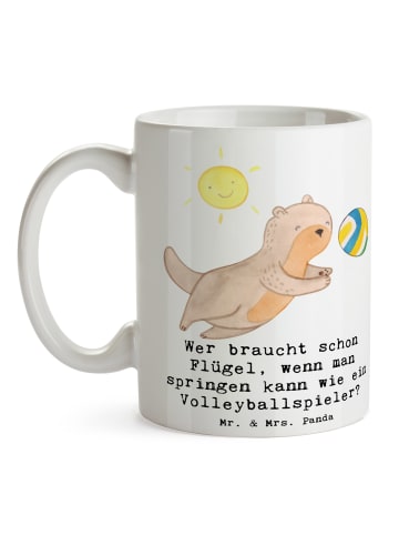 Mr. & Mrs. Panda Kaffeebecher Volleyball Sprung mit Spruch in Weiß