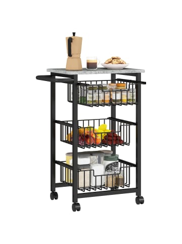 HOMCOM Küchenwagen in Grau 49,5L x 31B x 69H cm