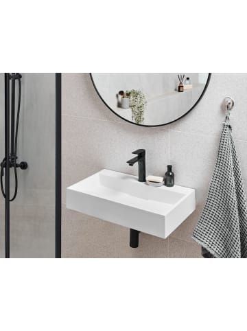 Beliani Waschbecken QUENKO in Weiß - (W) 60 x (H) 12 x (L) 38 cm