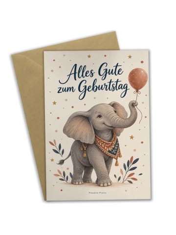 Mr. & Mrs. Panda Geburtstagskarte Elefant mit Luftballon Design ... in Weiß