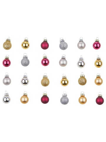 Butlers Mini-Weihnachtskugeln-Set HANG ON 24-tlg in Gold-Rot