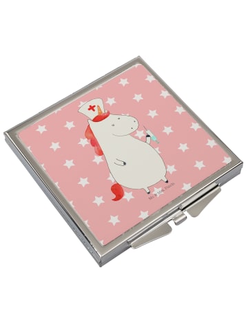 Mr. & Mrs. Panda Schminkspiegel Einhorn Krankenschwester ohne Sp... in Rot Pastell