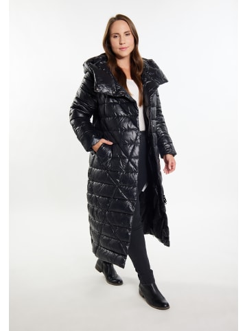 Albee Women Plus Size Steppmantel in Schwarz