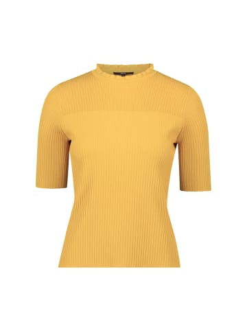 Zero Feinstrickpullover kurzarm mit Rüschenkante in Oil Yellow