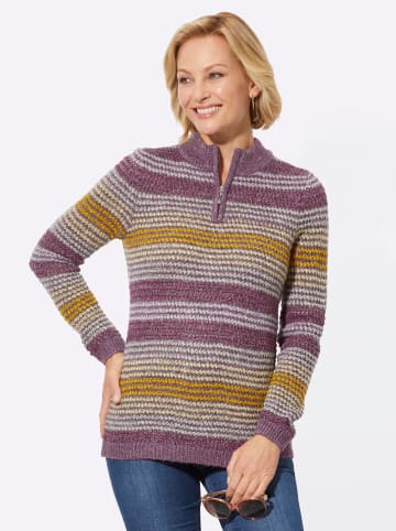 WITT WEIDEN Stehkragenpullover in violett-ocker-geringelt