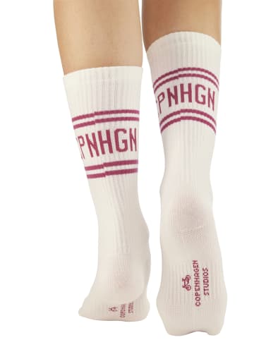 Copenhagen Studios Langsocken in 2x cream weiß mit beere