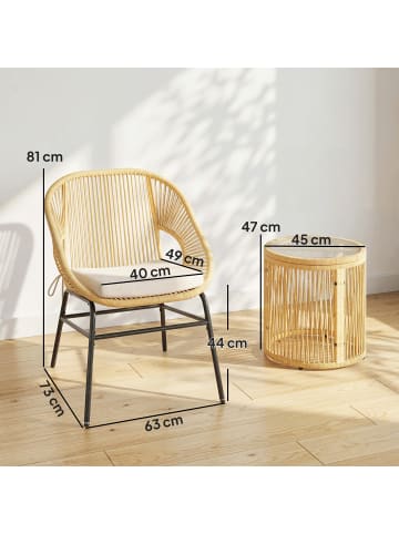 Outsunny Rattan Bistroset,63cm x 73cm x 81cm,beige