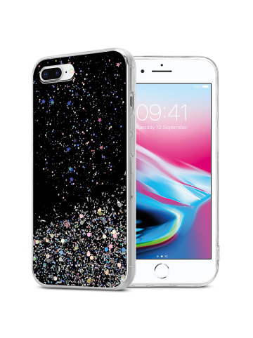 cadorabo Hülle für iPhone 7 PLUS / 7S PLUS / 8 PLUS in Schwarz mit Glitter