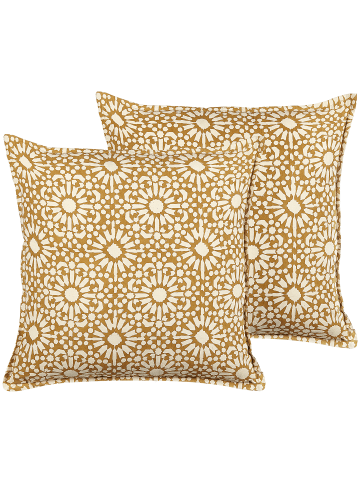 Beliani 2er-Set Dekokissen CEIBA in Beige