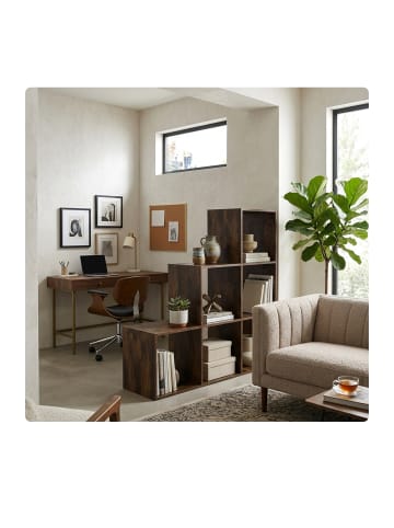 relaxdays Stufenregal in Vintagebraun - (B)97,5 x (H)97,5 x (T)29 cm