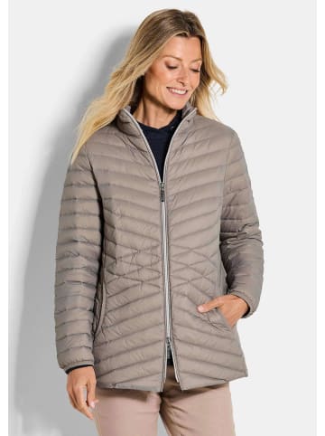 GOLDNER Steppjacke Herbstjacke mit Daunen, Stehkragen in taupe