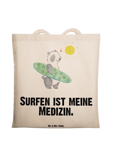 Mr. & Mrs. Panda Tasche Panda Surfen mit Spruch in Creme