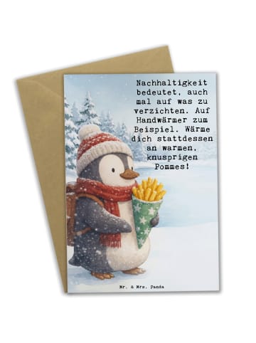 Mr. & Mrs. Panda Grußkarte Pinguin Winter Pommes Design mit Spruch in Weiß