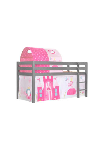 58 aufm Kessel KINDERBETT Karolina 210x114x106 Massivholz Grau Textilset Princess 2