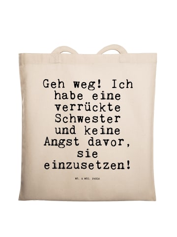Mr. & Mrs. Panda Büchertasche Geh weg! Ich habe... mit Spruch in Creme
