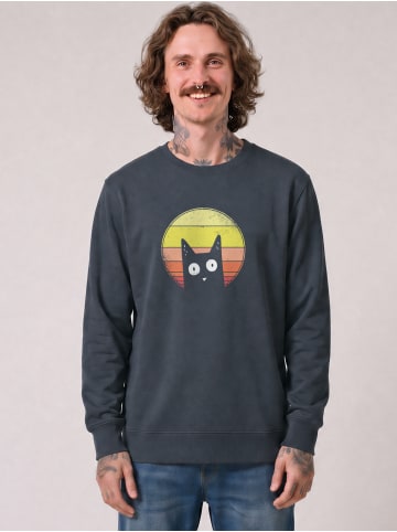 wat? Apparel Sweatshirt Sunset Cat in India Ink Grey