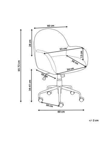 Beliani Bürostuhl JUBBI in Rosa/Weiß - (W) 60 x (H) 65 x (L) 60 cm