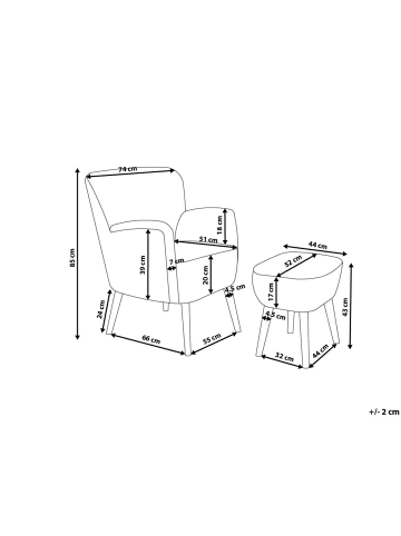 Beliani 2-tlg Sessel TUMBA in Bunt/Schwarz/Blau