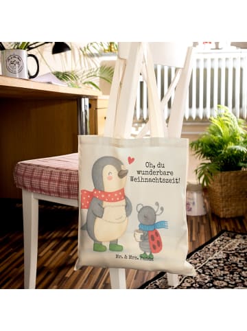 Mr. & Mrs. Panda Stofftragetasche Smörle Winterzeit Design mit S... in Weiß