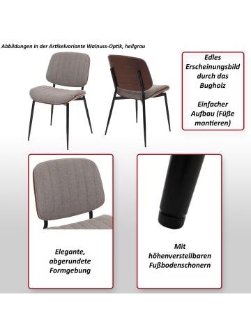 MCW 2er-Set Esszimmerstuhl O44, Walnuss-Optik, dunkelgrau