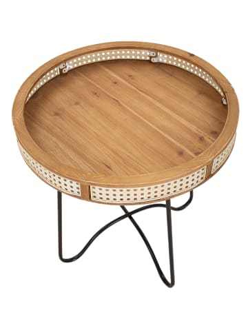 Mauro Ferretti Brauner und schwarzer Couchtisch aus Holz und Metall, Ø 60 x 60,5 cm