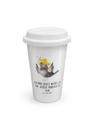 Mr. & Mrs. Panda To Go Becher Rabe Sombrero mit Spruch in Weiß