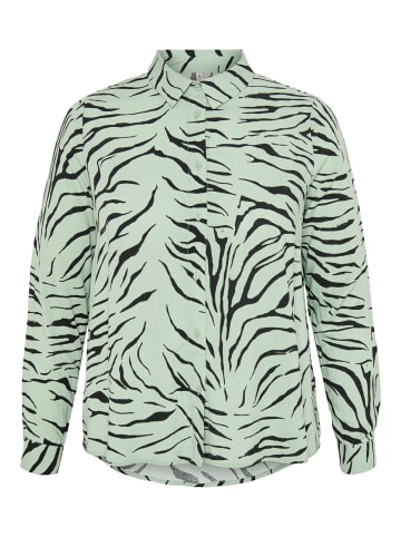 ONLY Carmakoma Zebra Animal Hemd Bluse Plus Size Übergrößen Shirt CARNOVA in Grün