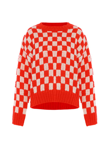 Sookie Damen Sweater in WEISS ROT KARIERT