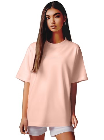 Reichstadt Damen Oversized T-Shirt Brand Stick in Old Pink