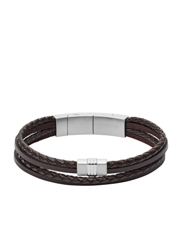 Fossil Edelstahl-Leder Armband 19 cm