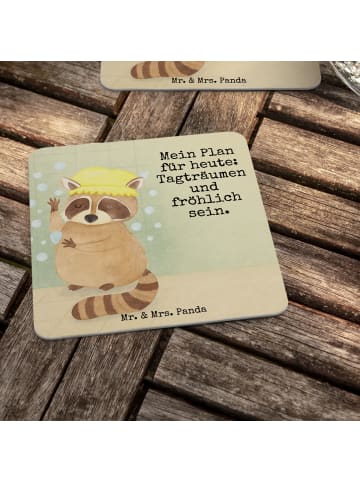 Mr. & Mrs. Panda Tischuntersetzer Waschbär Design mit Spruch in Weiß