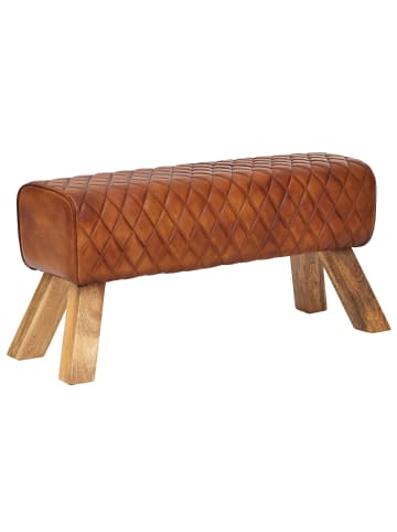 KADIMA DESIGN Sitzbank Echtleder / Massivholz 89x46x35 cm Leder Modern Turnbock