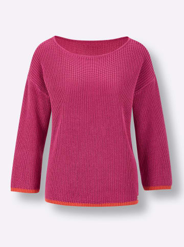 creation L Lyocell-Baumwoll-Pullover in fuchsia