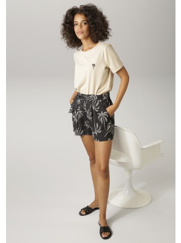Aniston CASUAL Shorts in schwarz-hellbeige