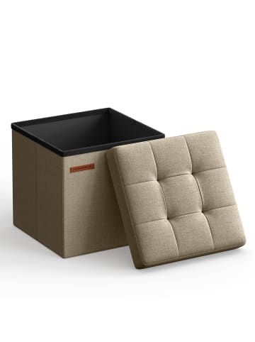 SONGMICS Sitzhocker Minota in Kamelbraun - (B)30 x (H)30 x (T)30 cm