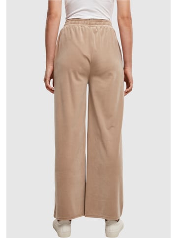 Urban Classics Urban Classics Damen Ladies High Waist Straight Velvet Sweatpants in softtaupe