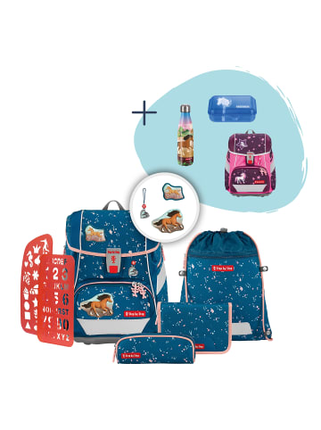 Schulranzen-Set 2IN1 PLUS „Wild Horse Ronja“, 9-teilig, blau
