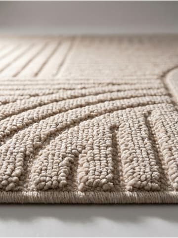 KADIMA DESIGN Flachgewebe-Teppich Hoch-Tief Bögen 3D Relief Pflegeleicht in Beige
