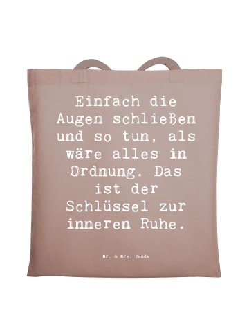 Mr. & Mrs. Panda Jutebeutel Spruch Innere Ruhe mit Spruch in Braun Pastell