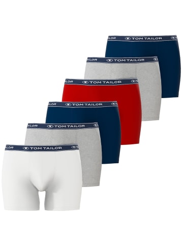 Tom Tailor Boxershorts 6er Pack in Navy / Rot / Weiß