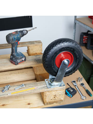 relaxdays 2 x Lenkrolle in Schwarz/ Rot - 3.00-4