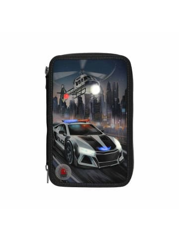 Depesche 3-Fach Federtasche LED Monster Cars 7,5 x 13 x 20 cm schwarz-bunt in schwarz-bunt