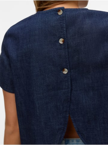 Vero Moda Bluse VMKIRSTIN SS DENIM TOP in Dark Blue Denim